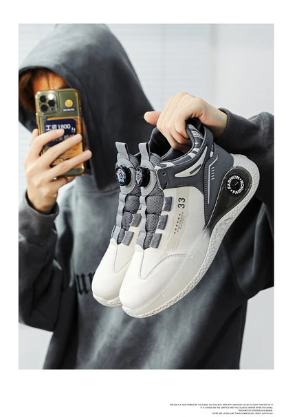Herren-Sneaker mit drehbarer Schnalle – bequeme, rutschfeste Schnürschuhe für Outdoor-Aktivitäten