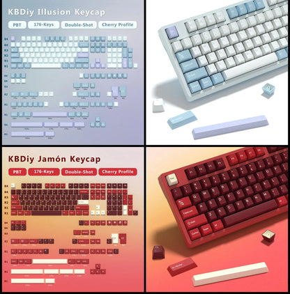 KBDiy GMK Illusion Keycap Cherry Profile Double Shot PBT ISO Keycaps For Gamer Mechanical Keyboard Kit Gaming Point Retro Keycap