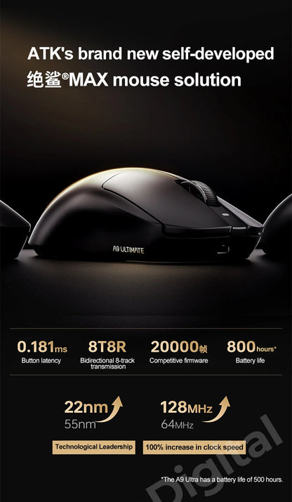 ATK Dragonfly A9 Ultimate bezdrátová herní myš A9 Air PAW3950 ultralehká ergonomická e-sportovní myš pro hráče FPS CSGO A9 Ultra