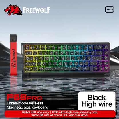 Tastiera a switch magnetici ATTACK SHARK X68HE cablata e FREEWOLF F68 cablata F68Pro wireless per gaming professionale 8K Hz 0.01mm Rapid Trigger
