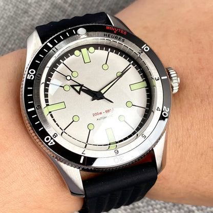 Tandorio Red Blue 40mm PT5000 Japan NH35A Mechanical Automatic Dive Men Watch 20ATM Waterproof Domed Sapphire Screw Crown Reloj