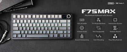 EPOMAKER X AULA F75 MAX Compact 75% Wired/BT5.0/2.4GHz Wireless Mechanical Gaming Keyboard with TFT Screen & Knob for PC/Mac