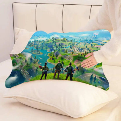 Cartoon-Game F-FortniteS aus schnelltrocknendem Polyester, rutschfest, hochwertiges Kissenhandtuch, rutschfester Kissenbezug, sicher befestigt.