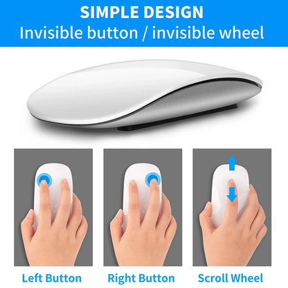 Magic Dual Mode Wireless Mouse Bluetooth Rechargeable Touch Mouse for MacBook, Laptop & PC, Slim Ergonomic Bluetooth Wireless Mouse