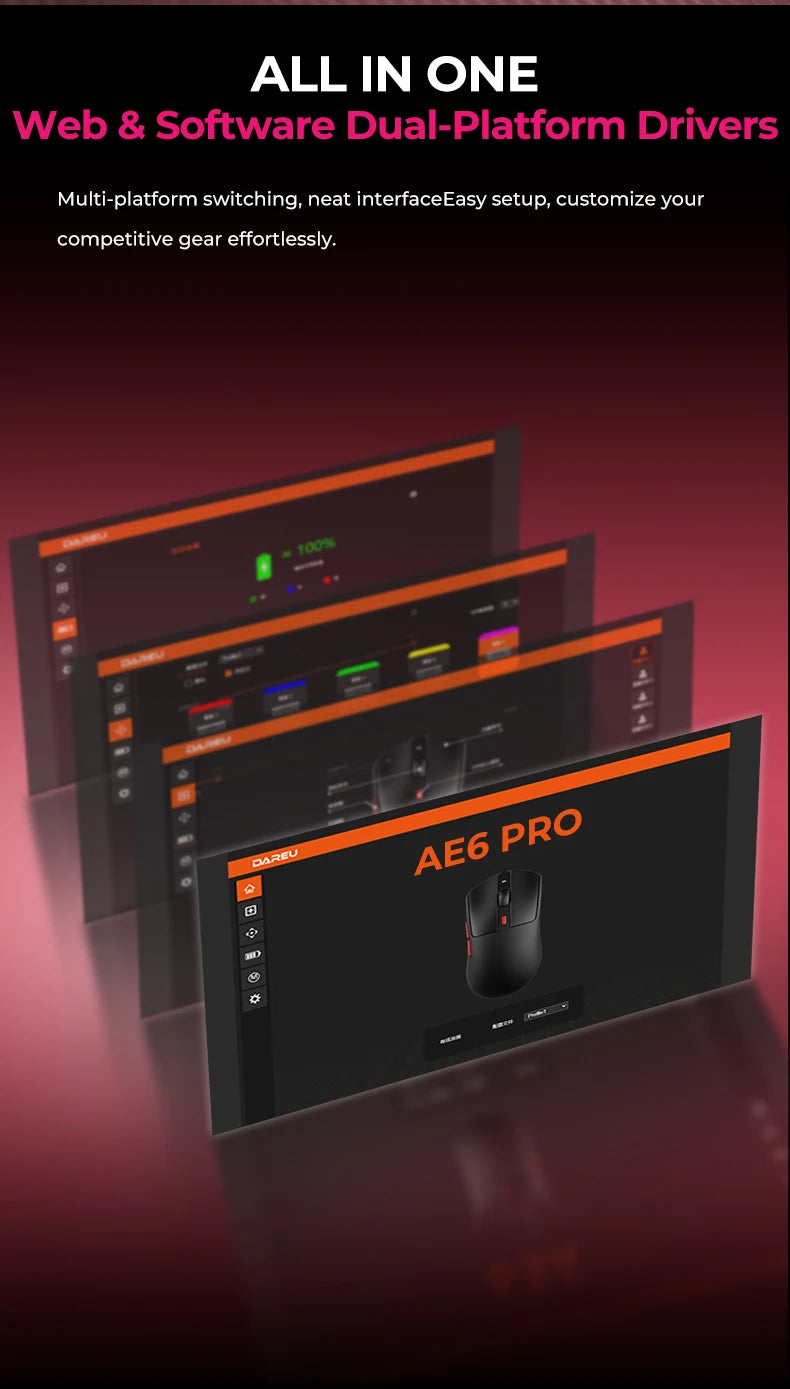 DAREU draadloze gamingmuis 8khz polling rate AIM-750 (3950) 30000 DPI tri-mode gamermuis 60g met oplaadstation