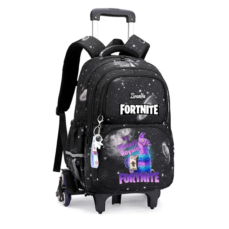 Fortnite Trolley Bag Easy Stair Climbing Anime Waterproof Wheeled Backpack Large Capacity Student Schoolbag Casual Travel Bag