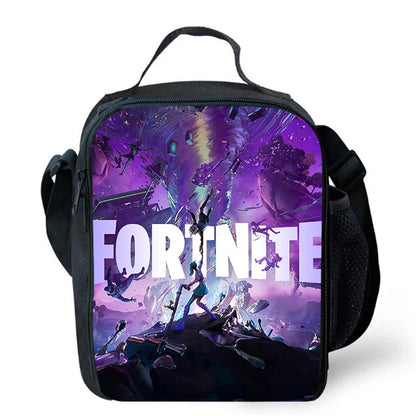 Cartoon FORTNITE Insulated Cooler Lunch Bag Cute Portable Lightweight Picnic Bag for Boys & Girls Age 5-10 Kids Daily Food Bag
