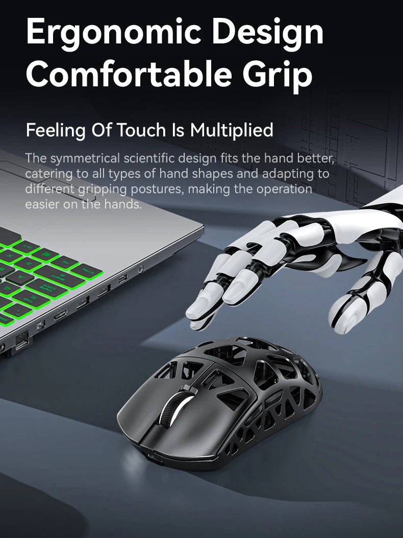 ATTACK SHARK R3 gamer egér magnéziumötvözet méhsejtmintás házzal, ultrakönnyű, 8K Hz, PAW3395 érzékelő, 26000 DPI, ergonomikus kialakítás