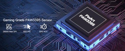 Rato Gaming Sem Fios Redragon M991 26000 DPI 3 Modos para Jogadores, 9 Botões Macro, Iluminação RGB, Preto